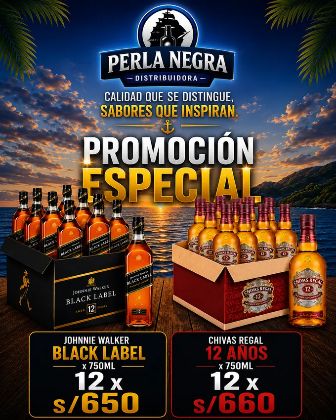JW Black Label + Chivas Regal 12 Años Mayorista 12 botellas Lima
