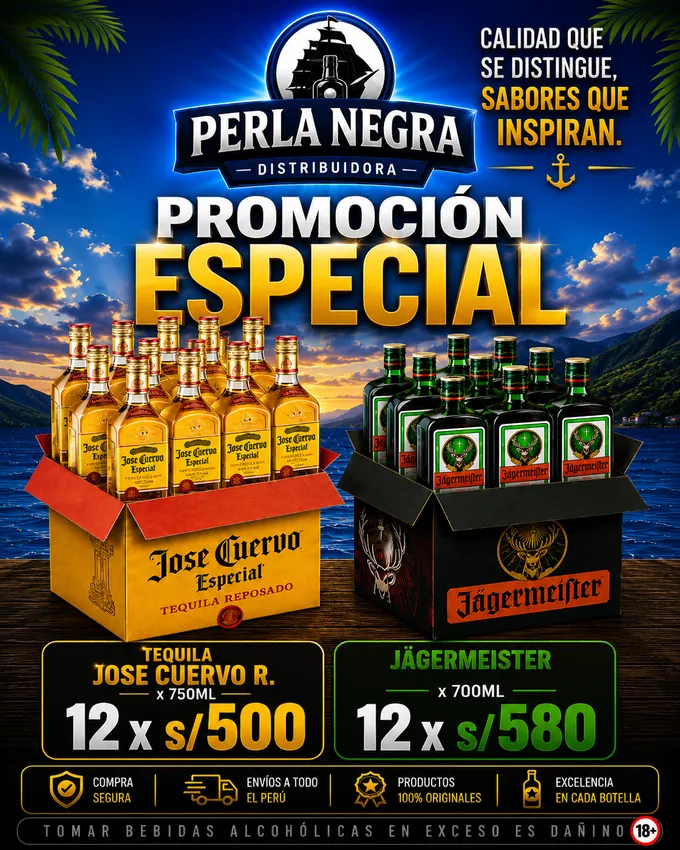 Jose Cuervo Reposado + Jägermeister Mayorista 12 botellas Lima