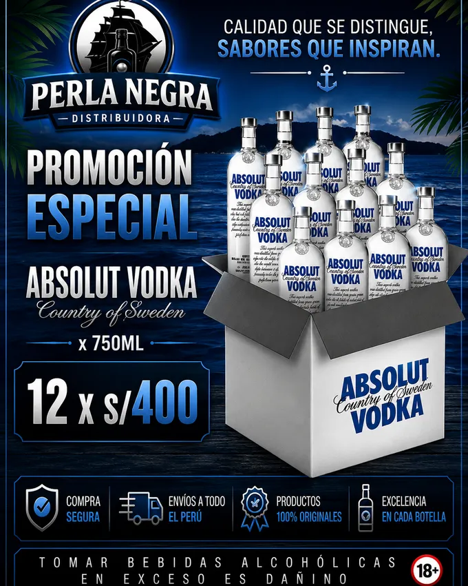 Absolut Vodka Mayorista 12x750ml Lima S/400