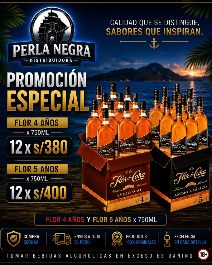 Flor de Caña 4 Años + Flor de Caña 5 Años Mayorista 12 botellas Lima